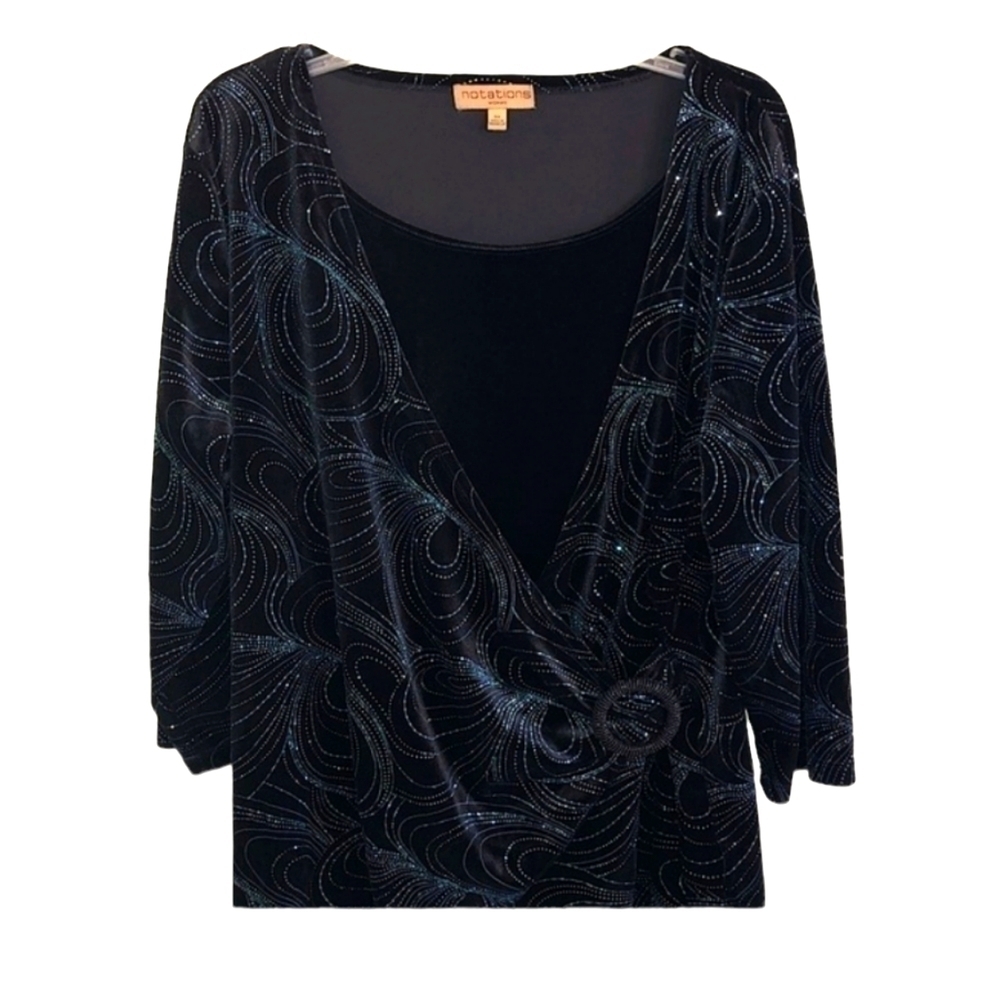 Notations size 3X top velvet/velour black and shiny